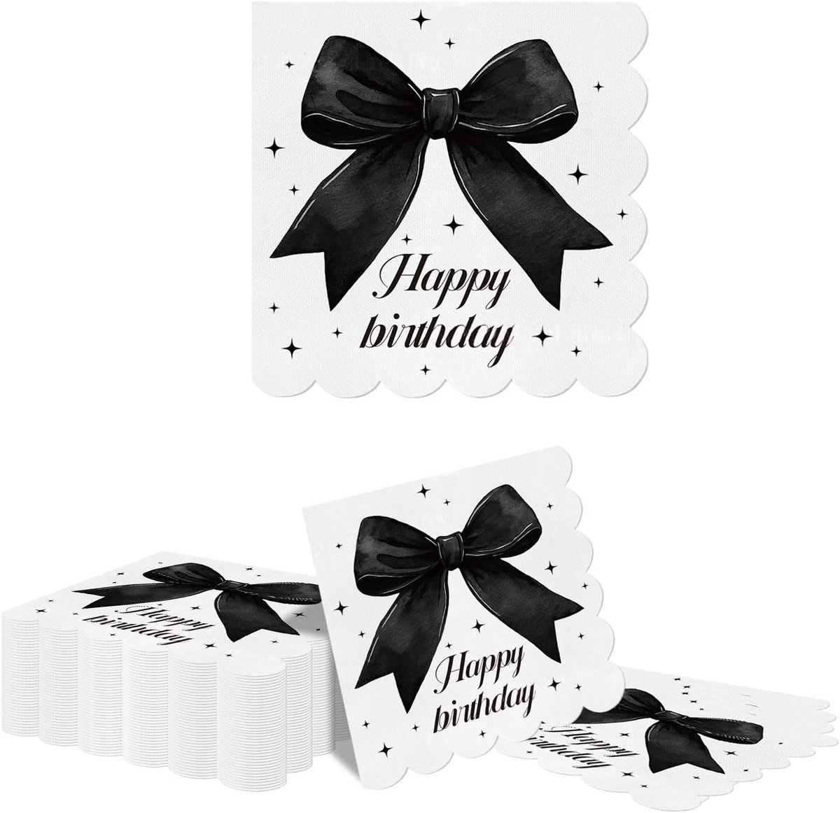 Papieren cocktailservetten 40 stuks - zwarte linten - decoratieve randen - ideaal voor feesten - ShopVlot