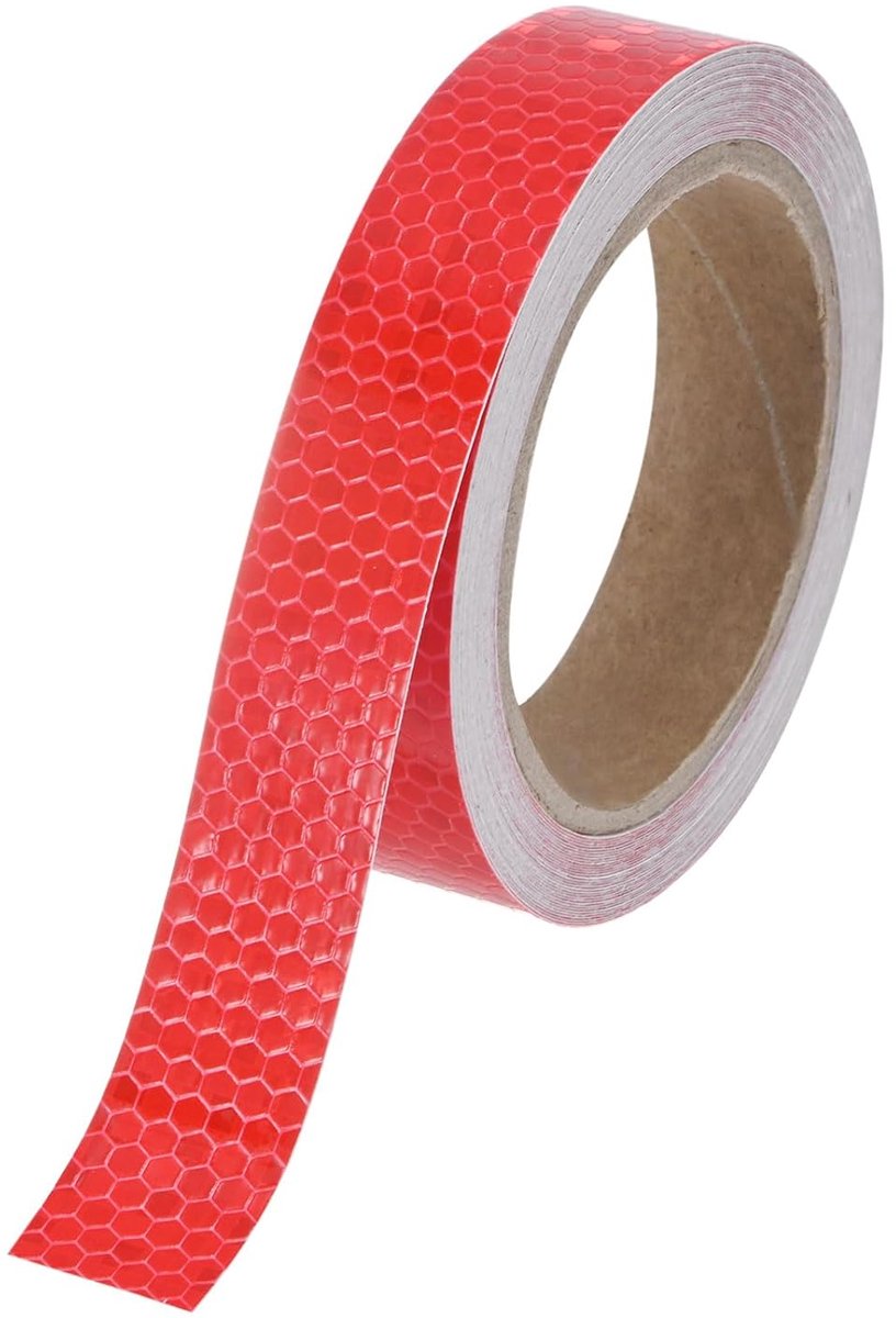 SnelShoppen - Reflecterende Tape 2.5cm x 200m Rode Waterproof Hoog Zichtbare Zelfklevende Tape voor Trailer Truck Fietsen Buiten Waarschuwingsborden