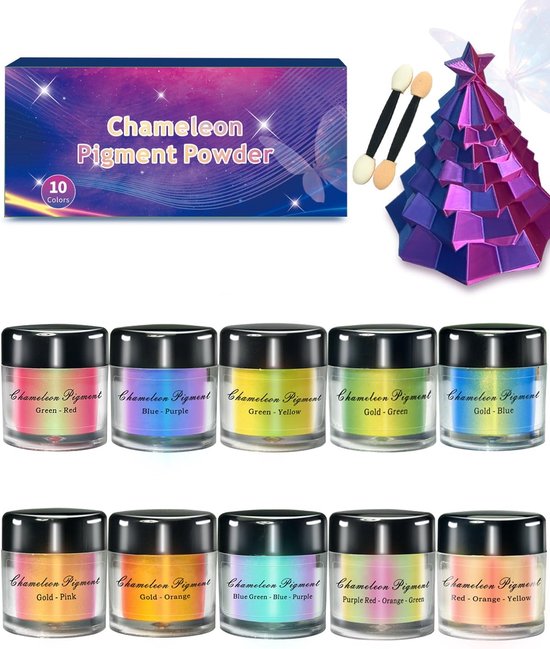 Mica poeder 10×3g - kleurveranderend effect - hoge intensiteit - ideaal voor epoxyhars en DIY - ShopVlot