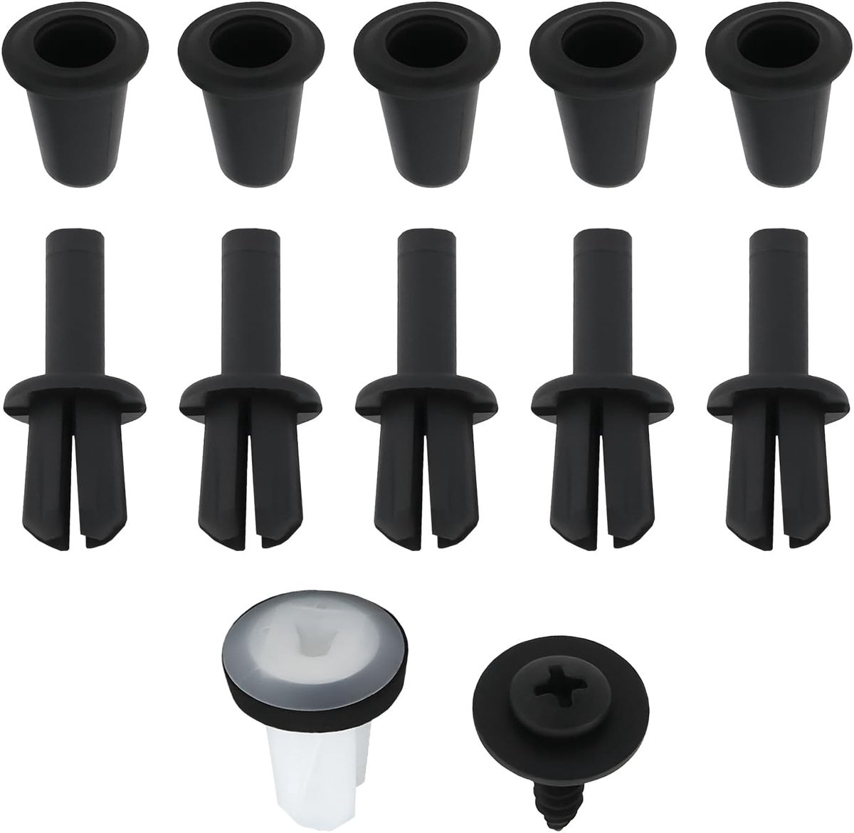 SnelShoppen - 12pcs Voorruit Zijtrim Clip & Schroef Bevestigingsset Geschikt voor Land Rover Range Rover Evoque 2018, UV-bestendig, Roestvrij Staal, D
