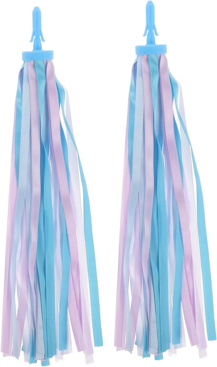 Fiets Stuurgreep Kwastjes - Fietsdecoratie Kinderen - Fiets Versieren - Universele Pasvorm - 2 stuks - Blauw Roze