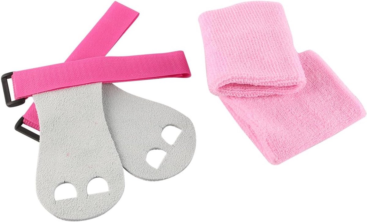 SnelShoppen - 4-Pack Sport Gymnastiek Grip Polsbanden Set Met Roze Zweetbanden Gymnastiek Grip Straps Voor Jongens Meisjes Maat S