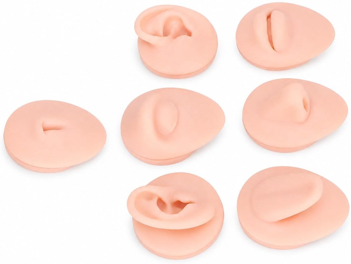 SnelShoppen - Flexibel Silicone Lichaamsmodel voor Oefeningen - Herbruikbaar Ogen-Oren-Neus-Mond-Tong Model voor Technici - Licht Huidkleur - Ideaal v