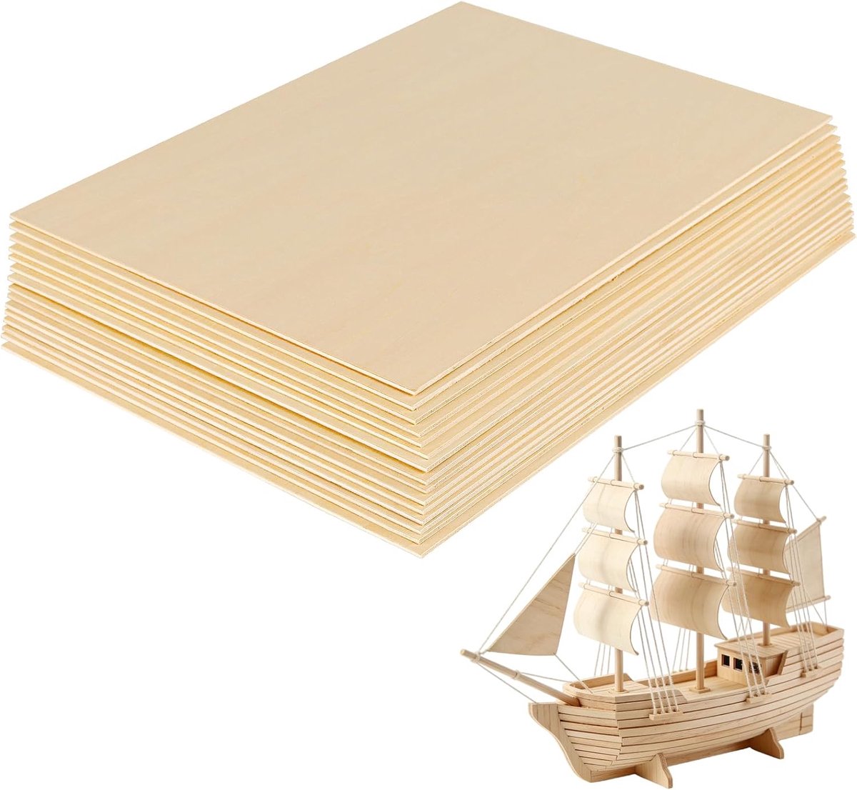 SnelShoppen - A3 Houten Platen Onafgewerkt voor Knutselen, DIY Projecten, Houtgravure, 420 x 300 x 3 mm, Set van 15 Stuks, Perfect voor Creatieve Insp