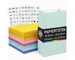 OfficeTree Kraftpapiertüten Pastell, blanko, 8 Farben, 40 Stück