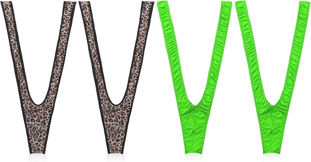 SnelShoppen - Borat Mankini Kostuum, 4 Stuks, Verstelbaar Mankini Kostuum, Mannen Thong Band, Lichaam V-Band, Sexy Steunen, Feest Outfit, One Size