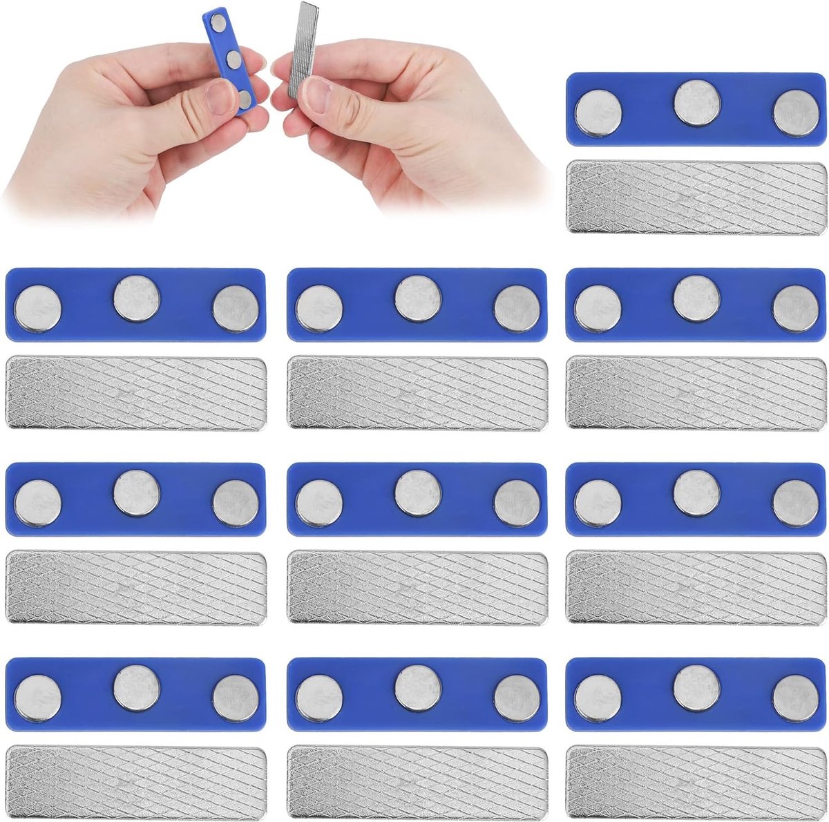 SnelShoppen - 10-delige Magnetische Gordijn Sluiting, Zwarteout Gordijn Accessoire met Sterke Magneten en Lijm voor Thuisgebruik (Blauw)
