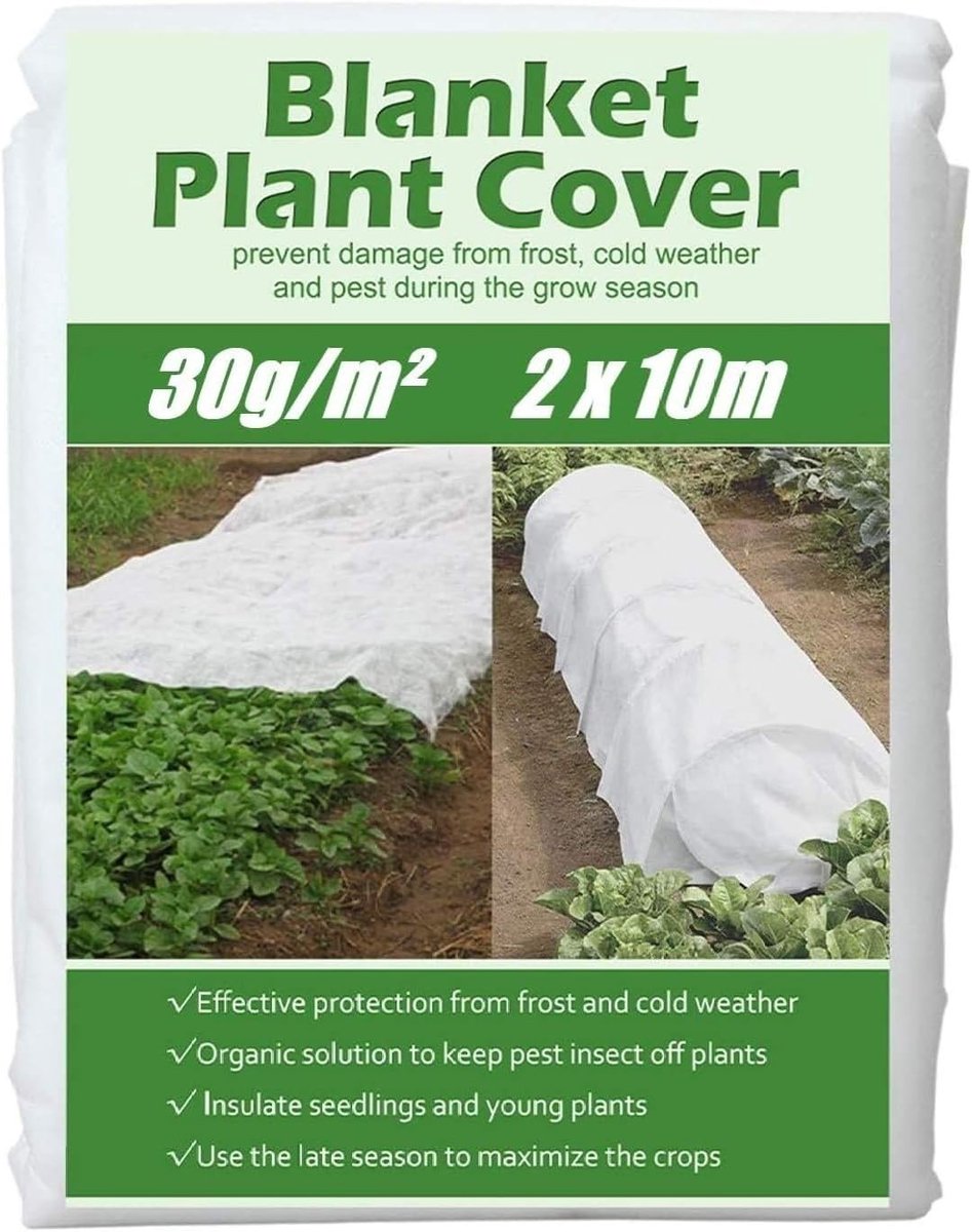 2 x 10M Plant Frost Protection Fleece - 30gsm Garden Fleece - Plant Antifreeze Cloth - Winter Plant Protection Fabric - Cover Tegen Vogels en Insecten