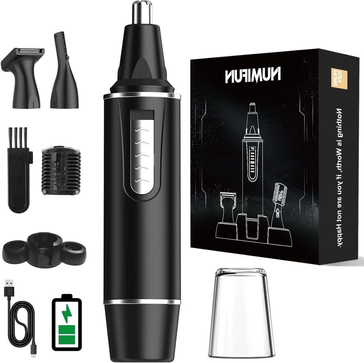 Haartrimmer Set - Gezichtsverzorging Apparaat - Ongewenst Haar Verwijderen - 4-in-1 Multifunctioneel - USB Oplaadbaar - Zwart
