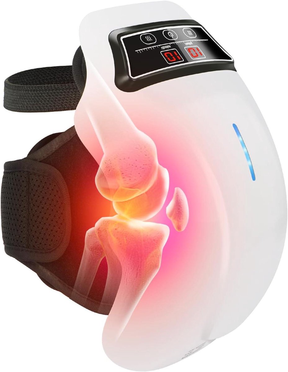 Draadloze Knie Massager - Warmte Vibratie - Spierontspanning Bevorderen - 9-traps Instelbaar - 0.5 kg Lichtgewicht - Zwart