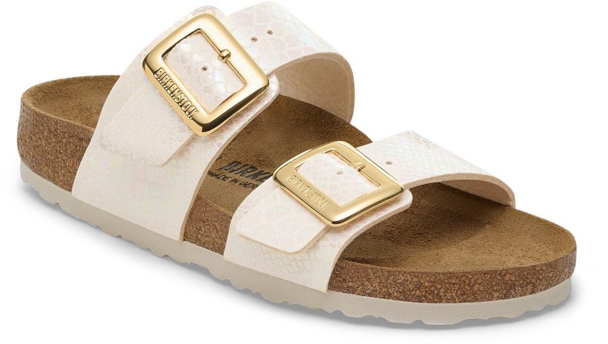 Birkenstock Slipper 1030258 Sydney Cushion Buckle Shiny Snake Smal Geel