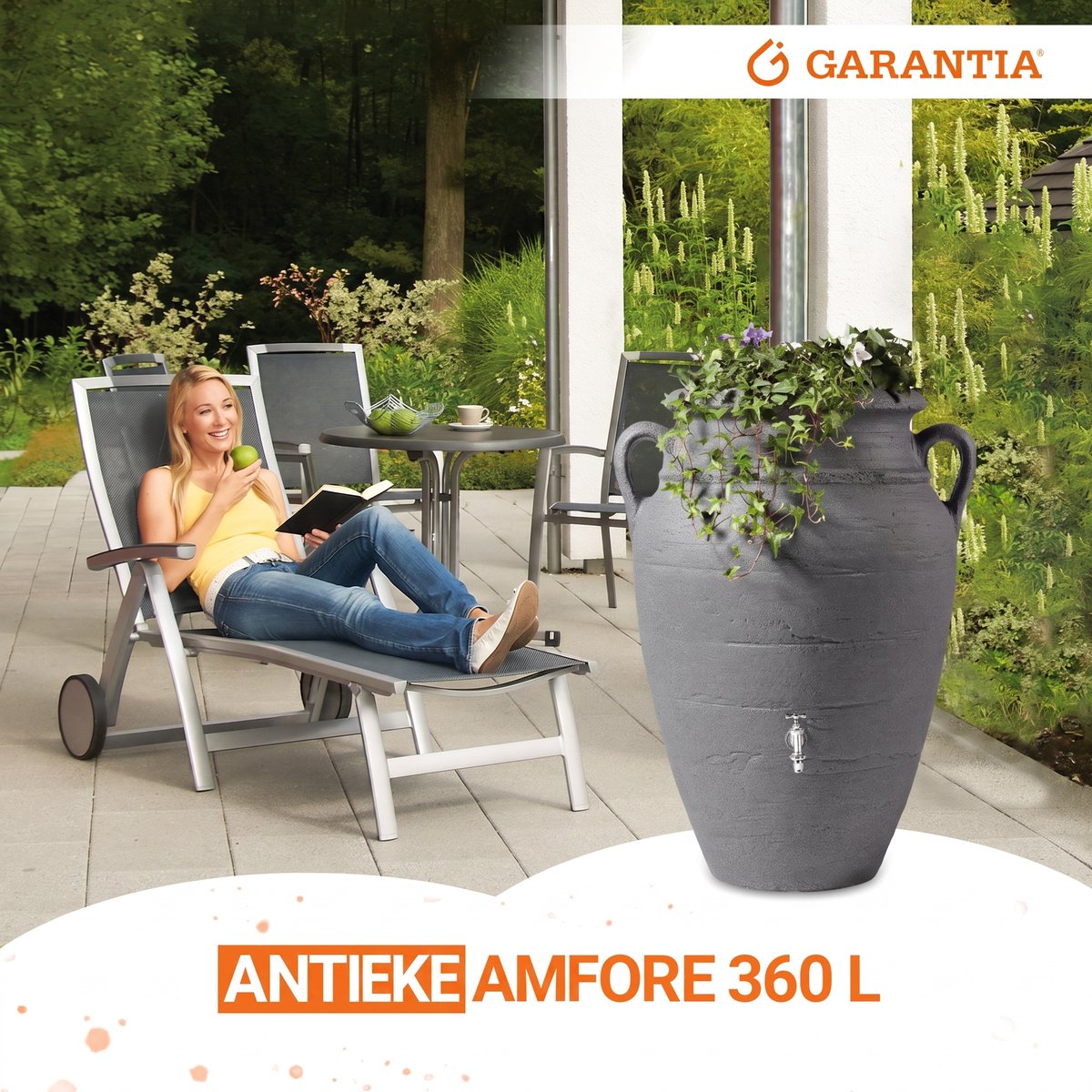Garantia Antik Amphora 360 liter donker graniet