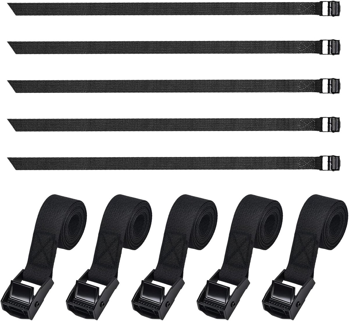 Spanbanden - Zwart - 50 cm - Sterke Sjorbanden met Verstelbare Klemsluiting - Voor Fietsendrager en Motorfiets