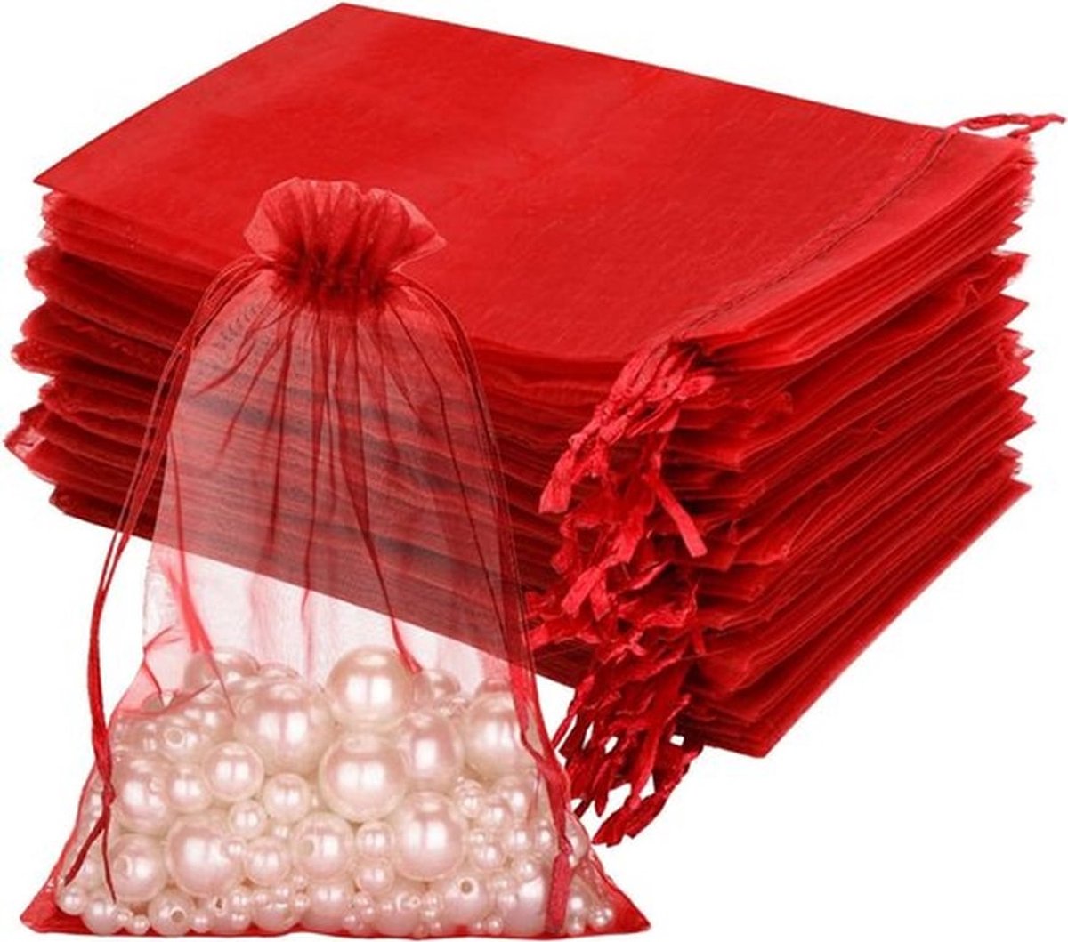 Organza Geschenktassen in Wijnrood: 100 Stuks, 13x18CM, Ideaal voor Trouwen, Verjaardagen en Cadeaus