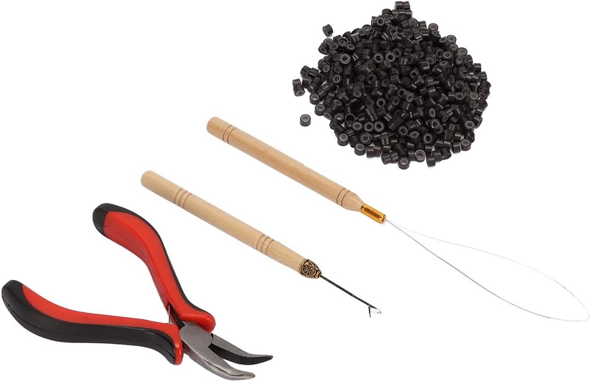 Gereedschapsset Haarverlenging - Tangenset Styling - Haarstyling Thuis - Met Siliconenringen - 4-delige Set - Niet gespecificeerd