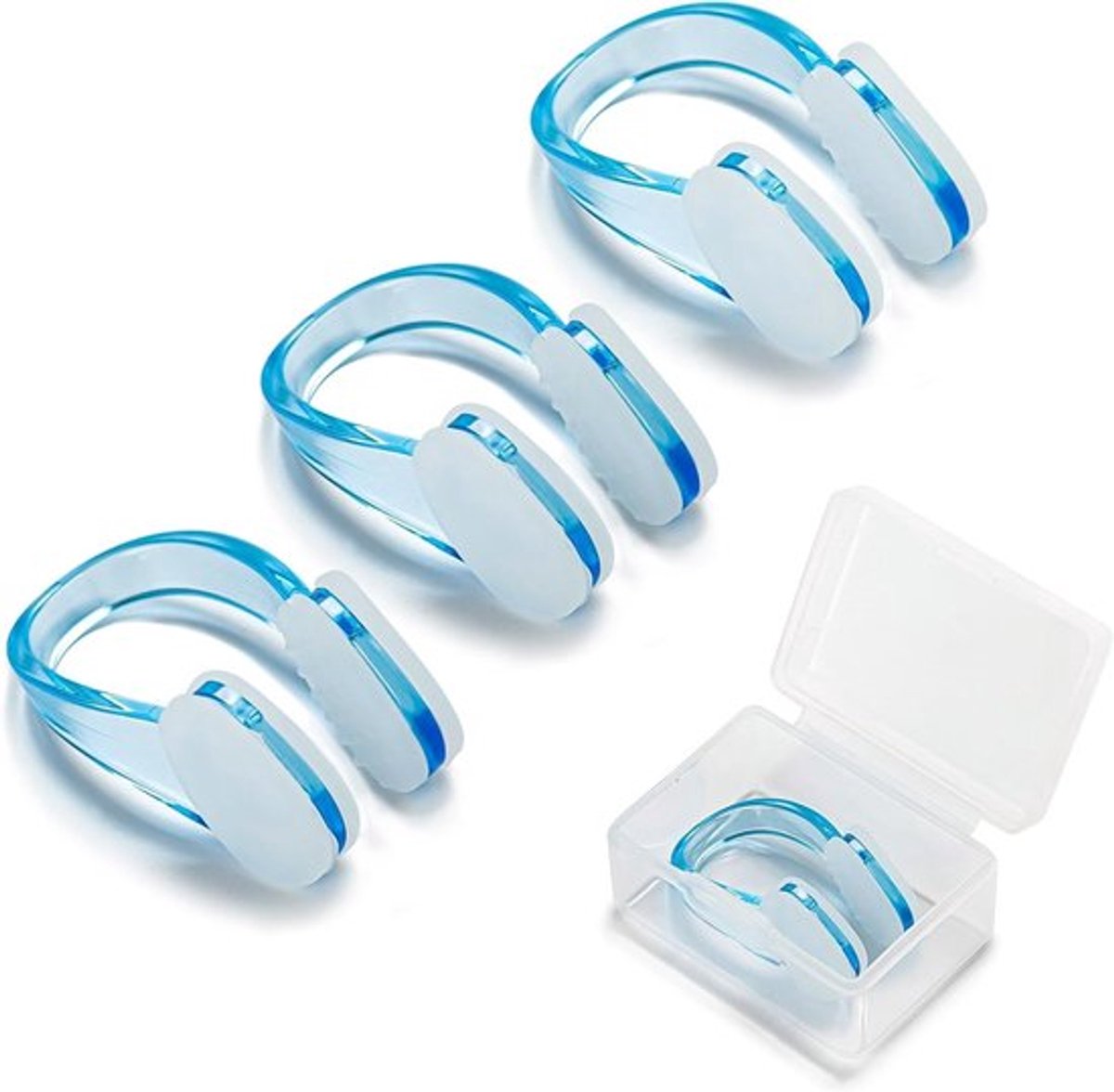 3-Pack Neusclips voor Zwemtraining - Neusbescherming voor Volwassenen en Kinderen, Unisex, Beginners, Blauw