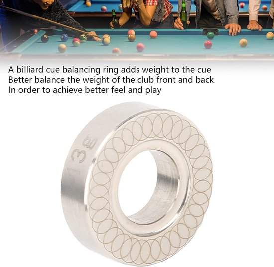 aladdien - Billiard Cue Balance Ring - RVS Gewichtsring - Voor Pool Training - Verbetert Stootkracht - Verhoogt Precisie - Essentieel voor Billiardl... van Aladdien — afbeelding 3