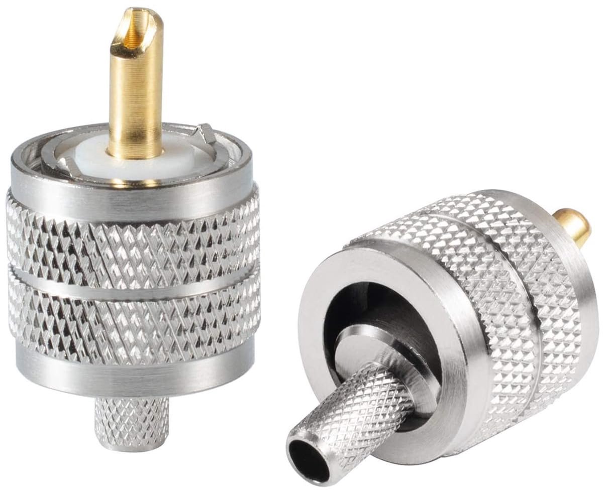 SnelShoppen - 2 Stuks UHF PL-259 Mannetje Plug Crimp Coaxiaal Adapter RF Connector voor RG58/U LMR195 Coaxkabel Geschikt voor Amateur Radio