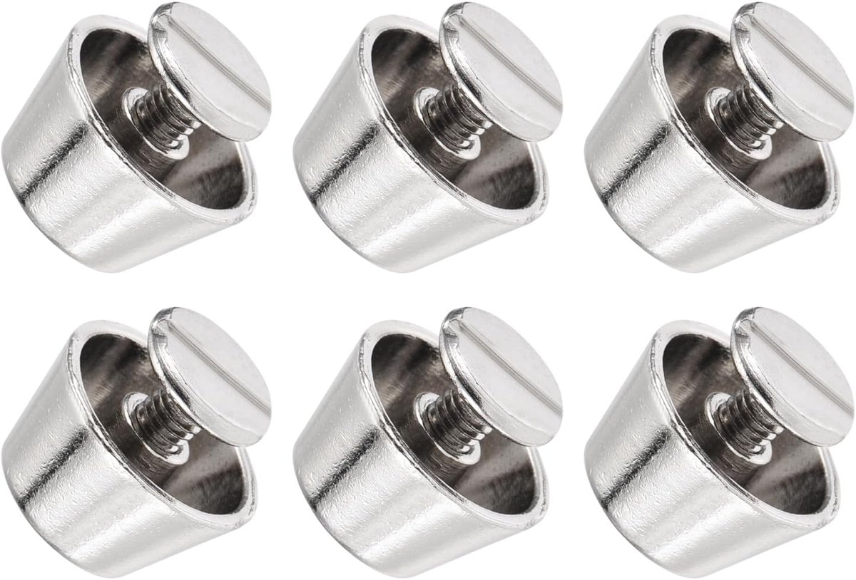 SnelShoppen - METALLIXITY Achterboutenpunt 12 x 7 mm - 6 stuks platte kop klinknagels zilverkleurig voor lederhandwerk en handtassen