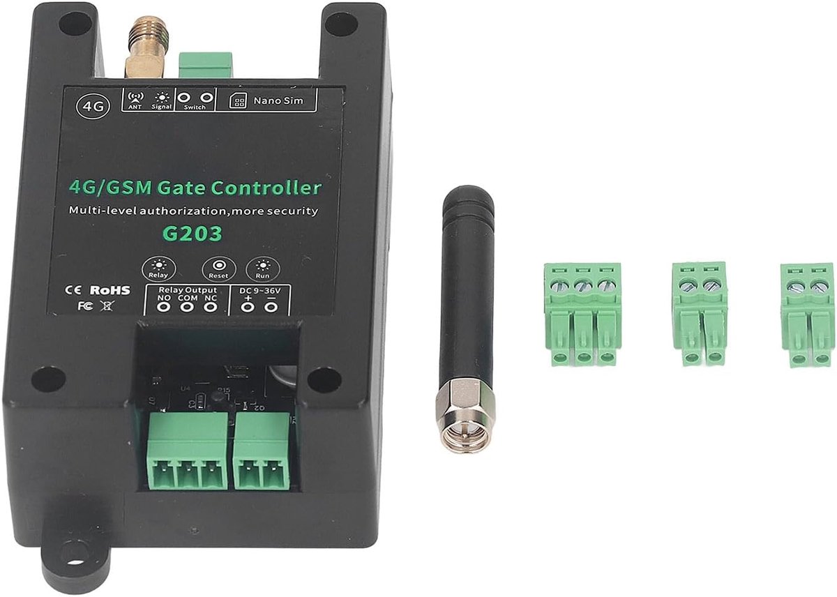 SnelShoppen - GSM Deur Openaar 4G, Afstandsbediening voor Poort, Roldeuren, Garagepoort, App Bediening, 0-9999 Seconden Relay Sluiting, Geschikt voor