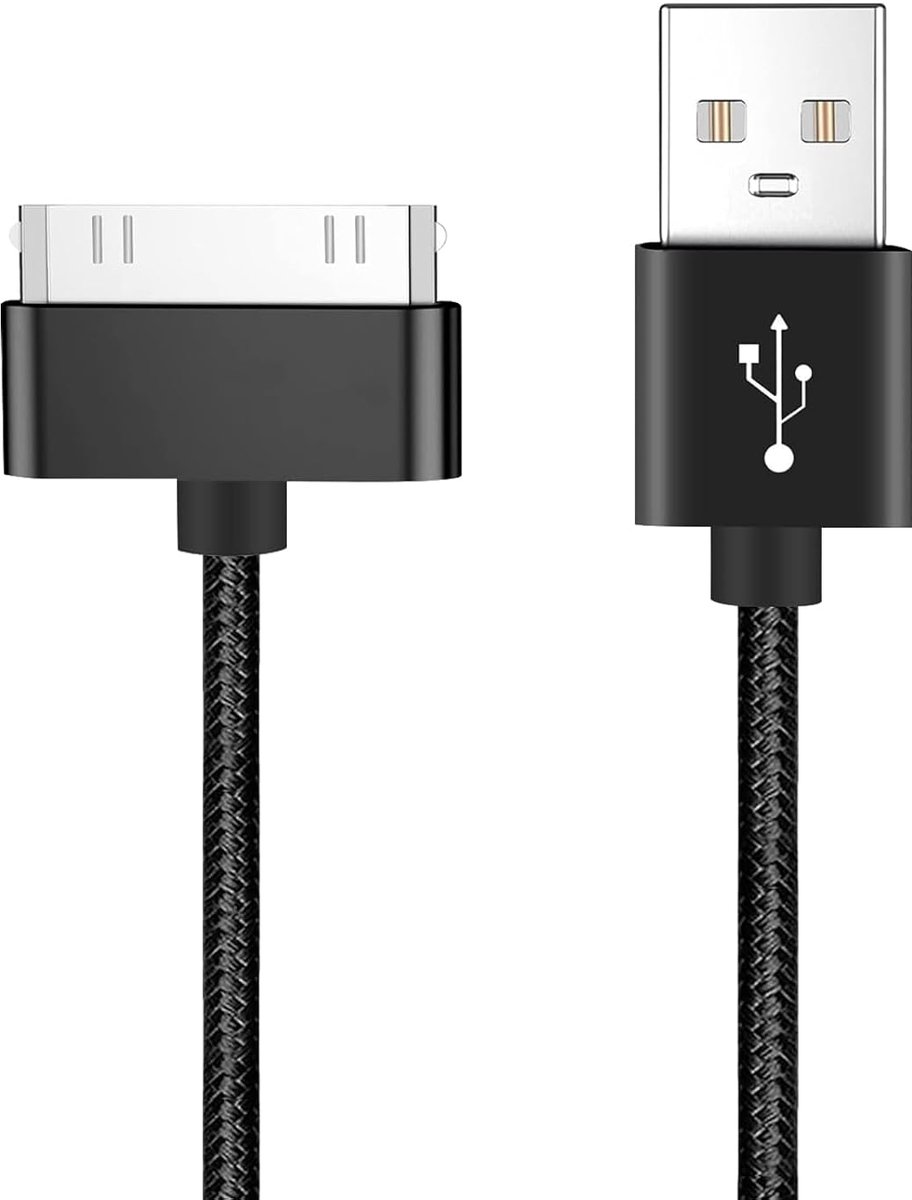 SnelShoppen - 30-pins kabel 200 cm lang, USB oplaad- en synchronisatiekabel voor iPhone 4s/4, iPhone 3G/3GS, iPad 1/2/3 en iPod, zwart