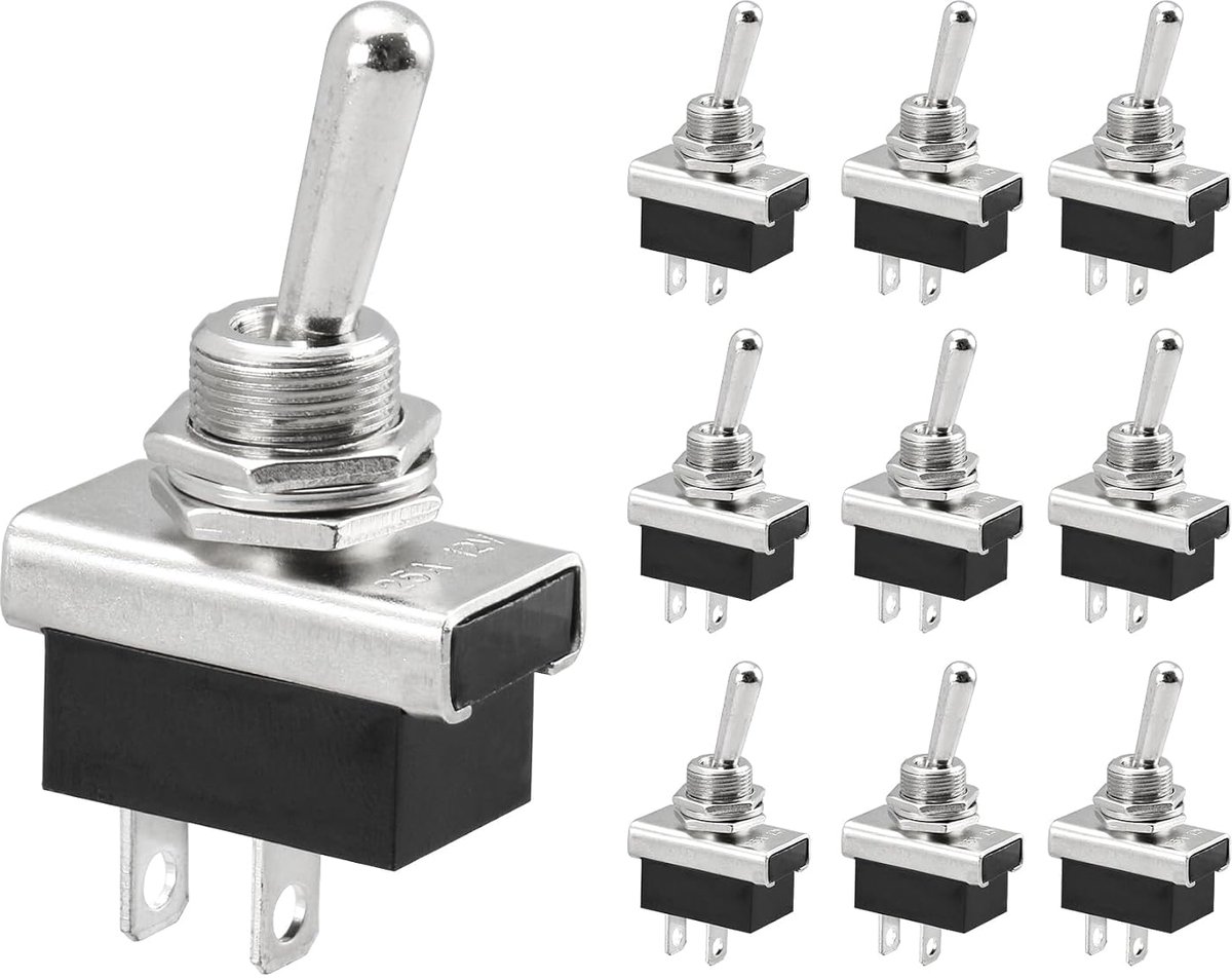 SnelShoppen - Heschen Metaal Flip Toggle Schakelaar, KN3D-101 12V 25A, Aan/Uit, 2 Posities, 2 Polig, Voor Auto Dashboardverlichting (10)