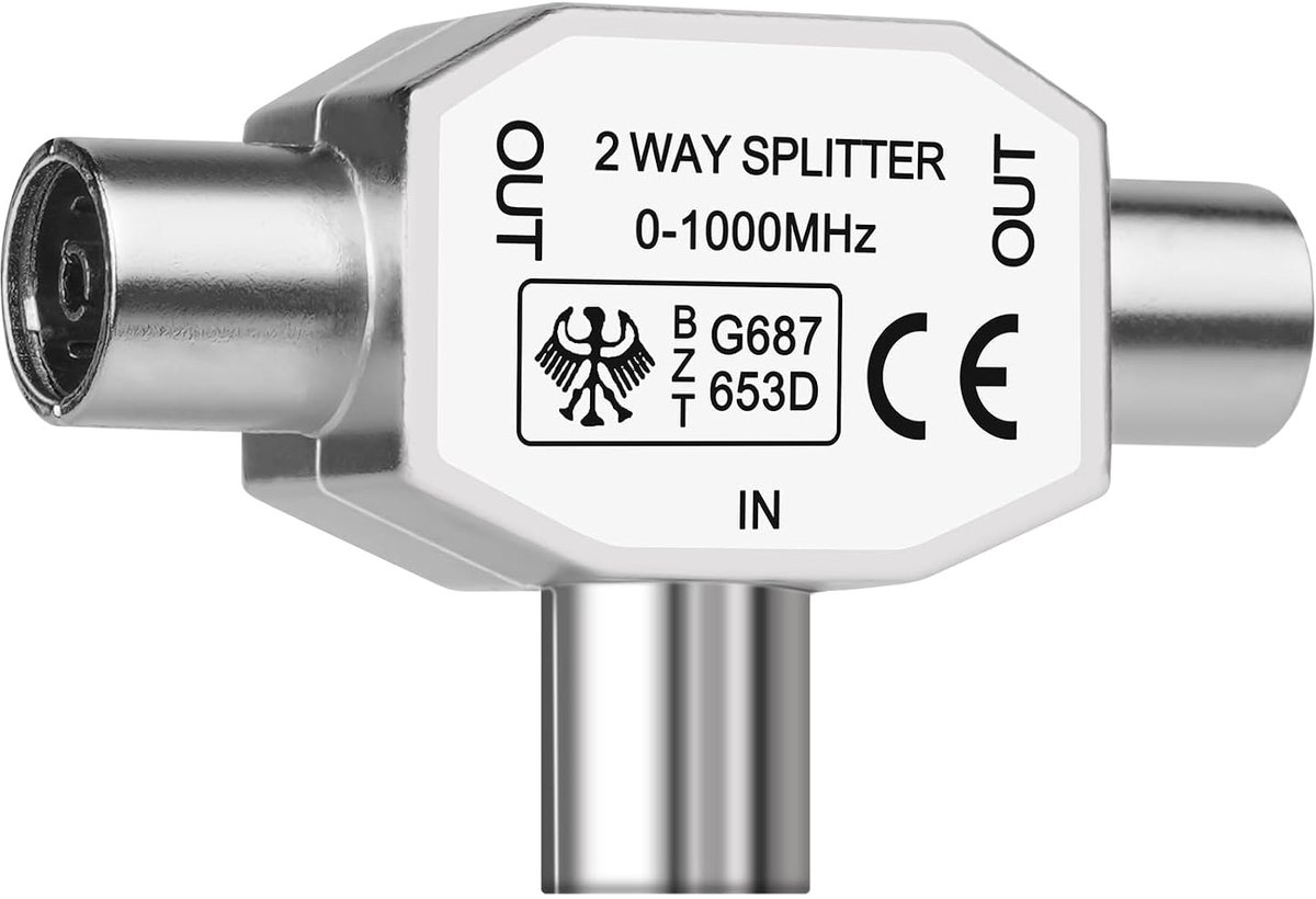 TV antenne connector - één stekker op twee aansluitingen - eenvoudig te installeren - ideaal voor kabelverbindingen - SnelShoppen