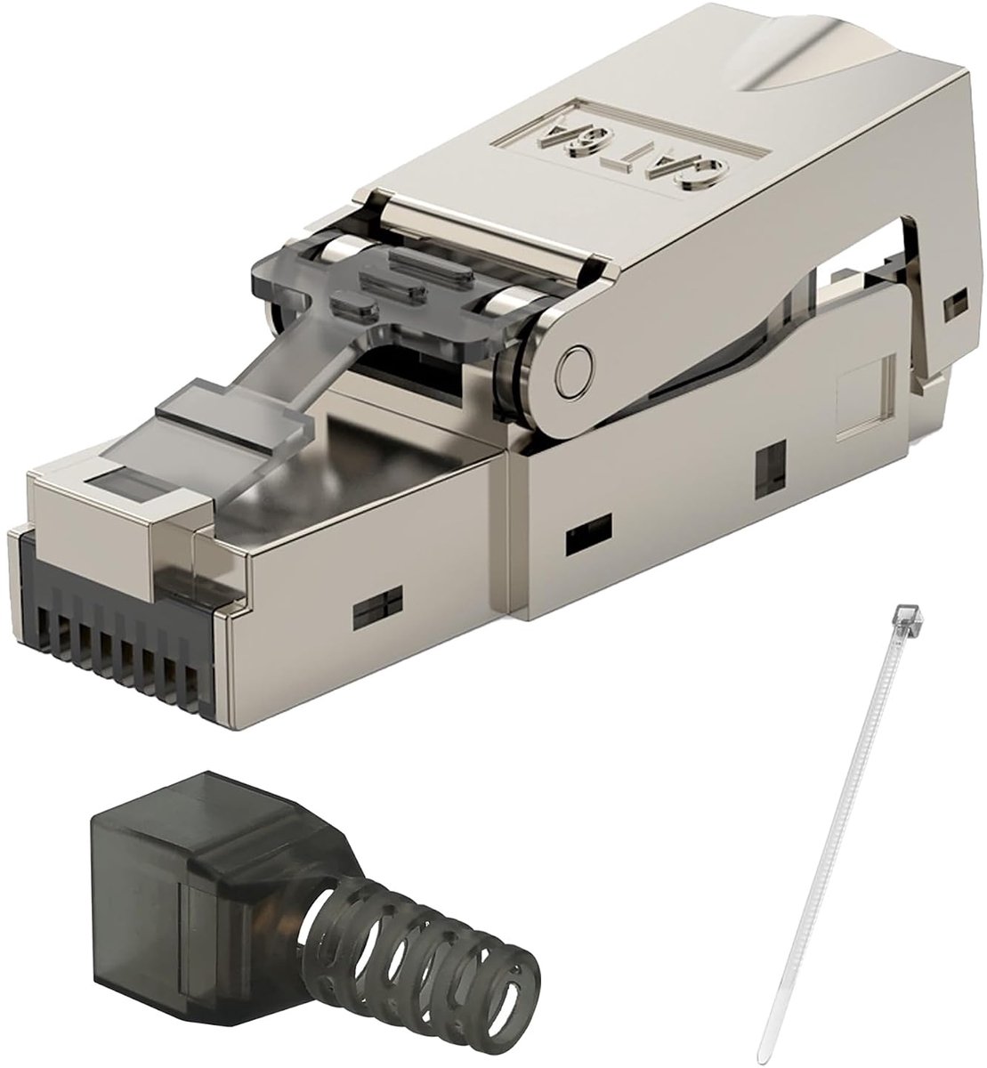 SnelShoppen - Toolless RJ45 Connector CAT6A, Modulaire Plug Herbruikbaar, Voordelige Metalen Behuizing, Snelle Installatie, Geschikt voor Netwerkverbi