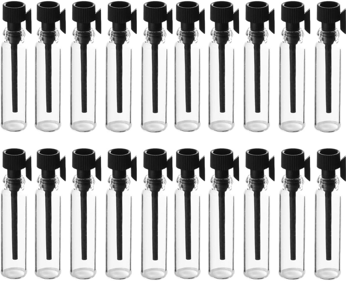 SnelShoppen - 100 Stuks 1ml Mini Lege Parfum Flesjes - Refillbare Spray Flesjes van Glas voor Essentiële Olie, Aroma Therapie, Reizen en Feesten