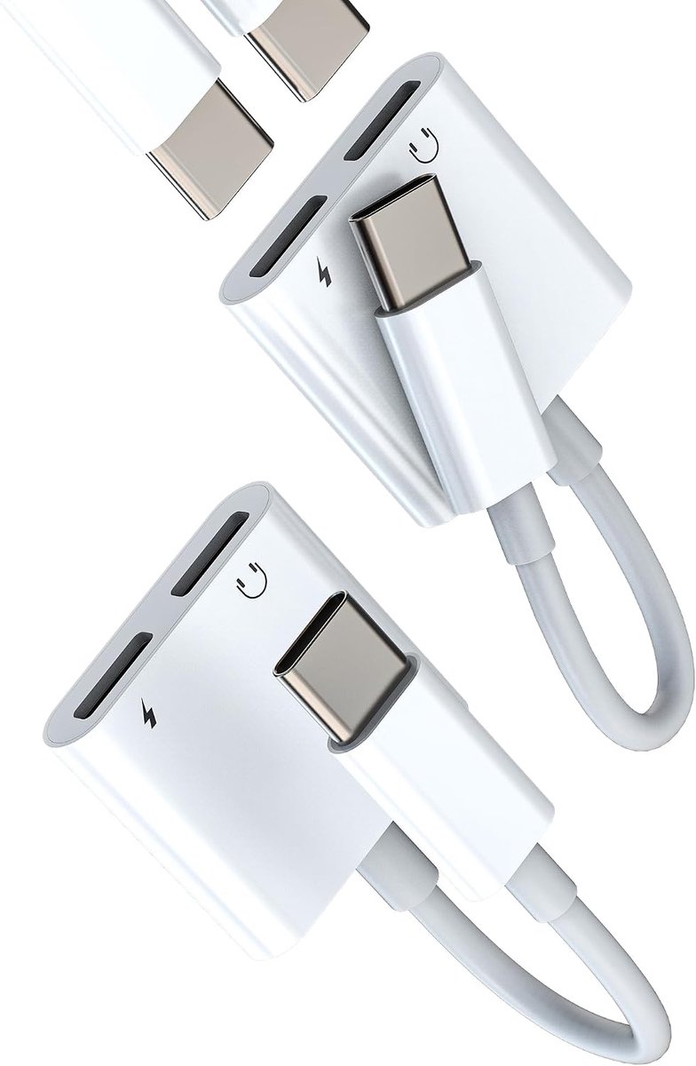 SnelShoppen - Adapter Aux USB C Jack Audio Opladen (2PCS) Dubbele Type C Hoofdtelefoon Oplader Adapter voor Apple iPhone15 Compatibel met Samsung Hoof