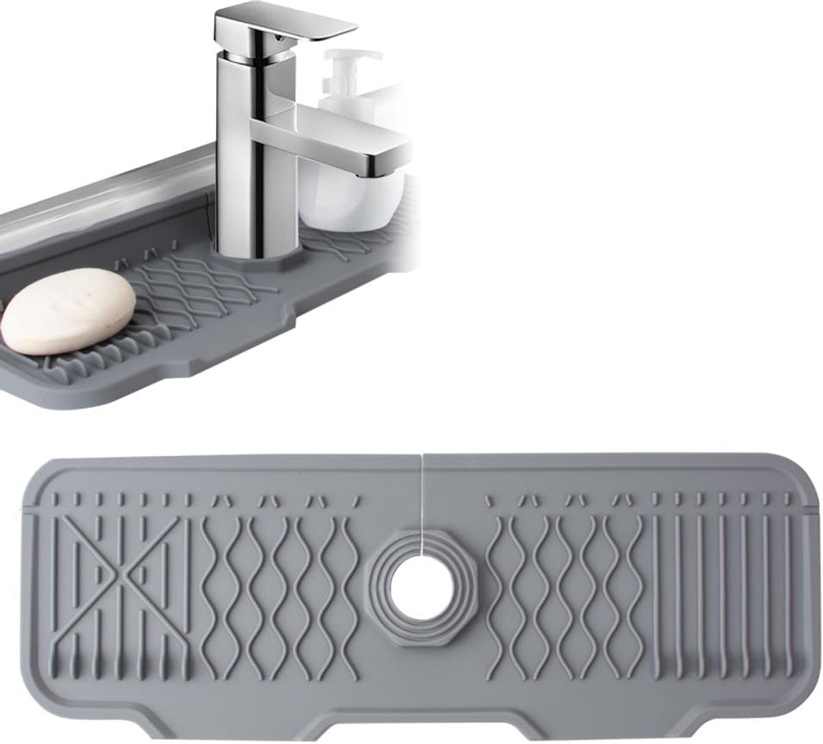 SnelShoppen - Sink Splash Guard, Slant Silicone Kraanmat voor Achter de Kraan in Keuken en Badkamer, Afvoer Mat, Keukenaccessoires, Duurzaam en Eenvou
