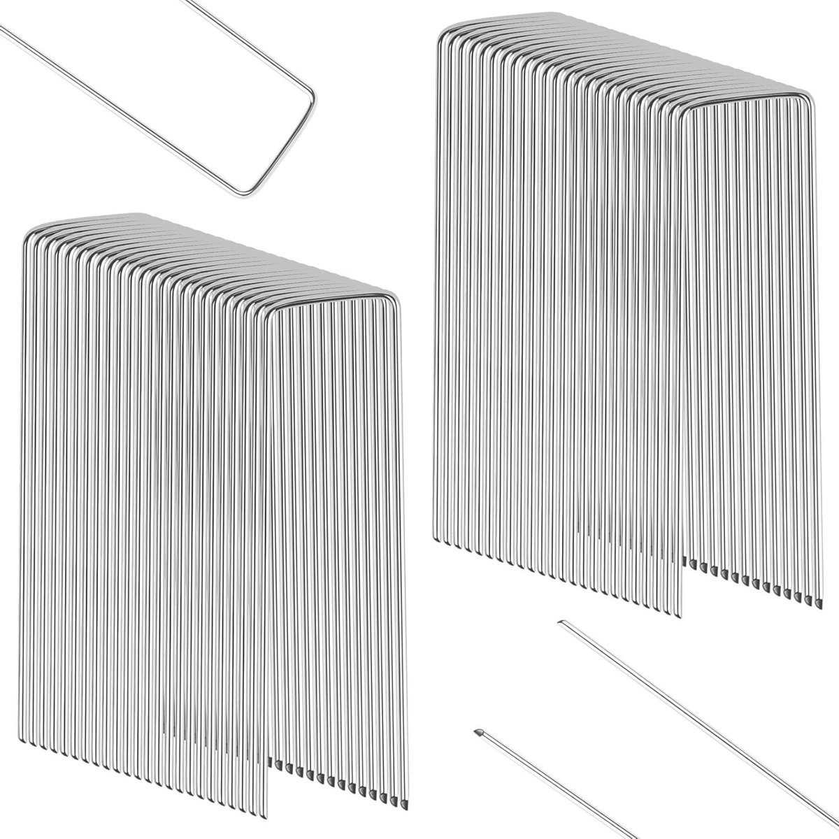 Grondpennen Set - Haringen Tuin - Buiten Bevestigen - U-vormige Grip - 50 Stuks 15cm - Zilverkleurig