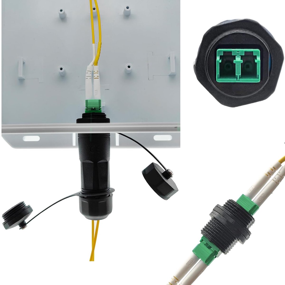 SnelShoppen - IP68 Glasvezel Connector LC Dual Core, Waterdichte en Stofdichte Connector met Dekseltje, Voor SFP Modules, Plug en Play, Groen