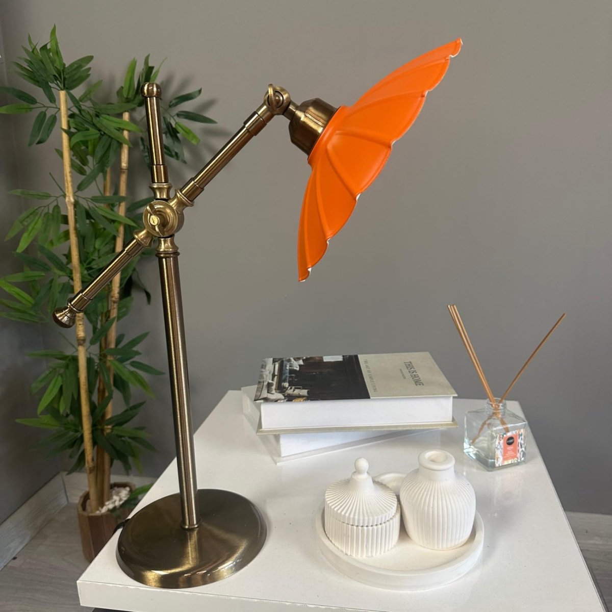 Bamyum Risso retro tafellamp met kabel, nachtlamp, woonkamer, vintage tafellamp oranje