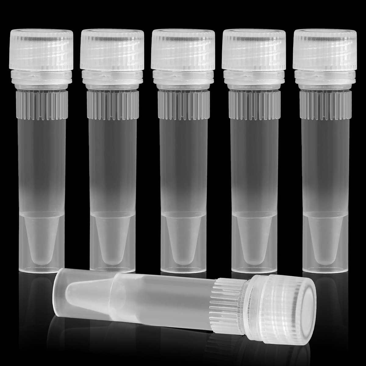 SnelShoppen - 50 stuks 2 ml plastic centrifugebuizen met schroefdop, laboratorium testbuizen, conische en platte bodem, ideaal voor chemische experime
