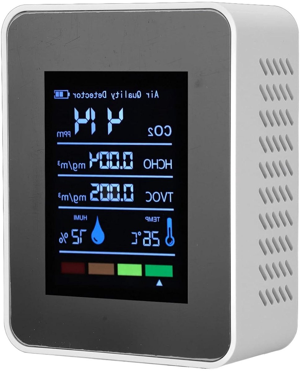 Luchtkwaliteitsmonitor - Luchtmeter Tester - Binnenlucht Meten - 5-in-1 Metingen - 1200 mAh Batterij - Wit
