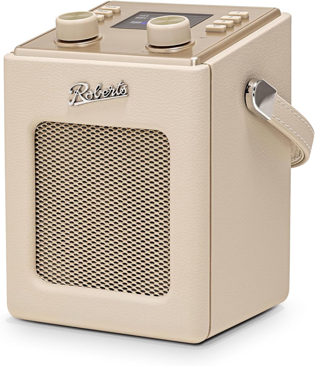 SnelShoppen - Revival Mini 2 DAB+/FM/Bluetooth Portable Alarmklok Radio Pastel Crème met Snooze Functie en Kleur LCD Scherm