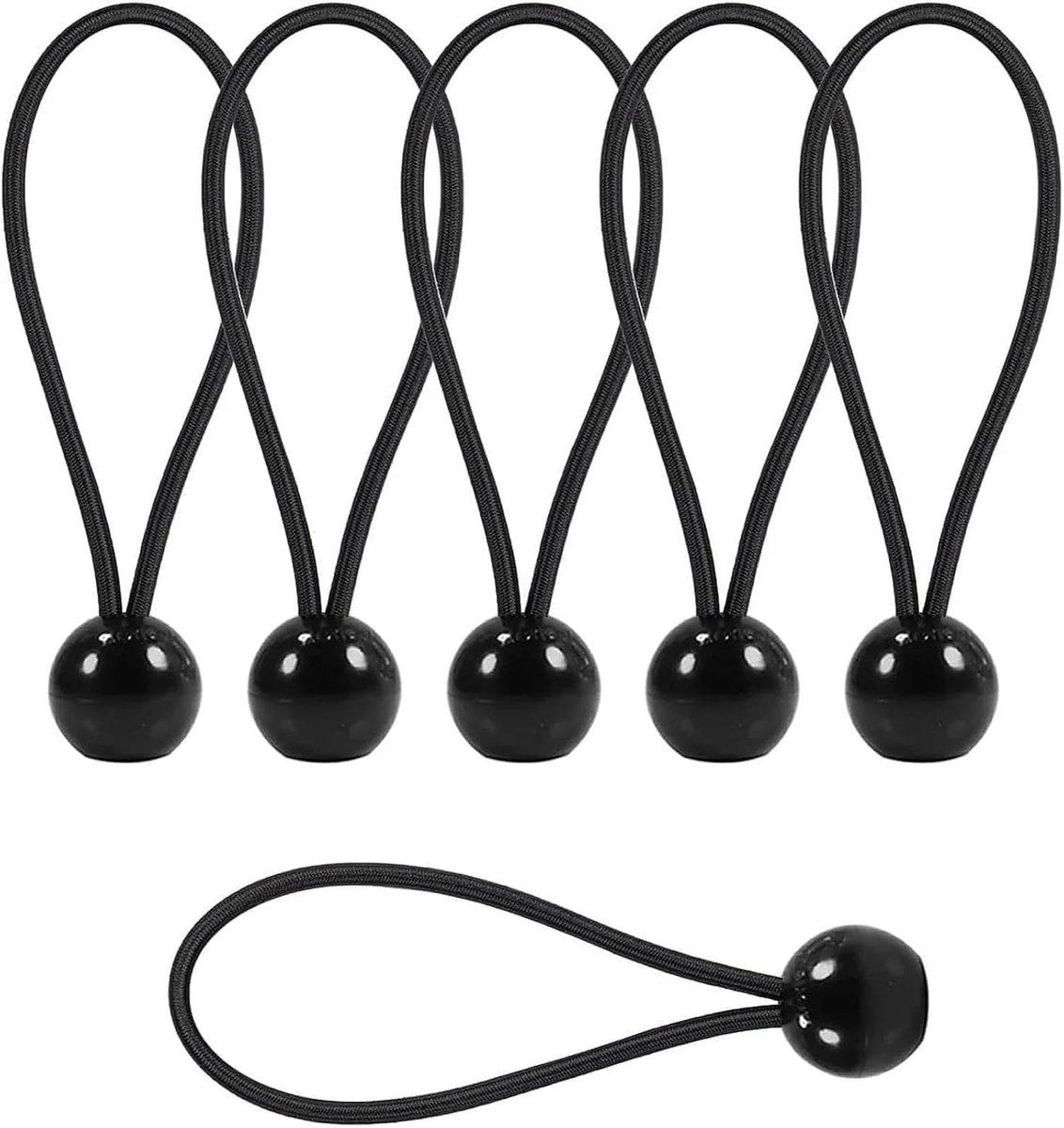 Spanbanden - Zwart - 30 cm - Rubber met Kogelspanner - Voor Tenten en Banners