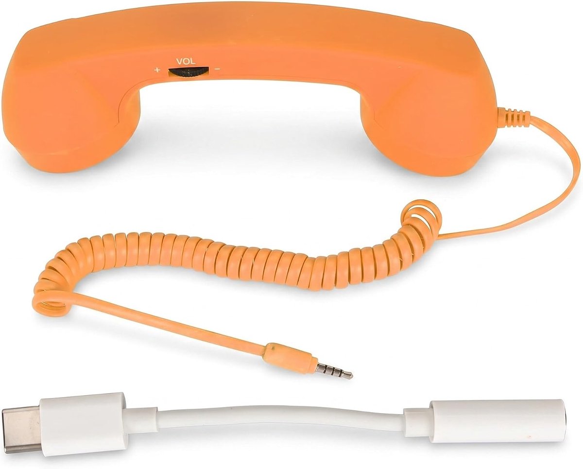 SnelShoppen - Vintage Retro Telefoon Hoorn, Stralingsbestendige Mobiele Telefoon Ontvanger MIC Microfoon voor Smartphone, 3.5mm en USB C Aansluiting (