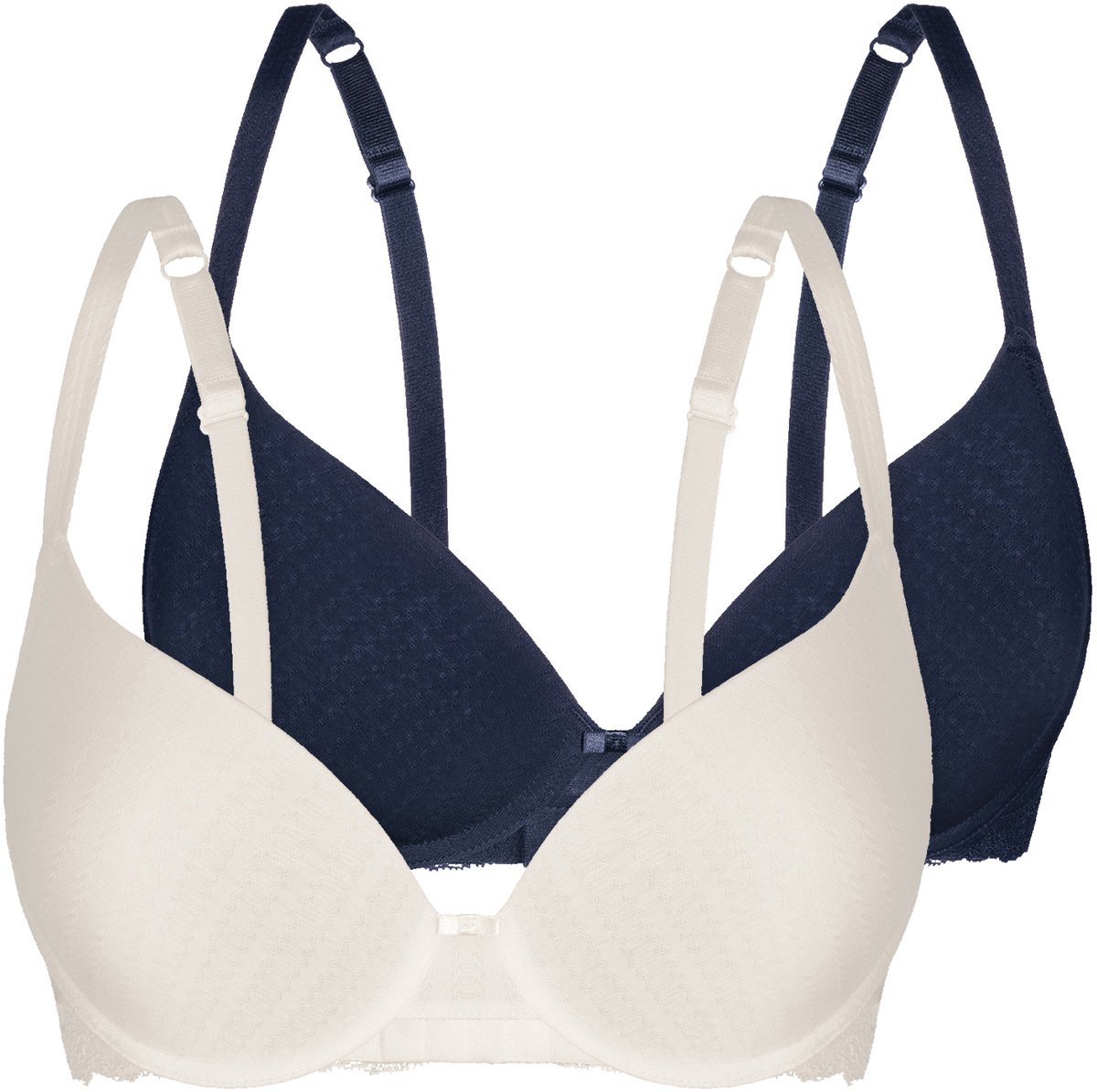 Sassa Voordeelpak van 2 voorgevormde bh's Bamboo Jacquard ivory-navy