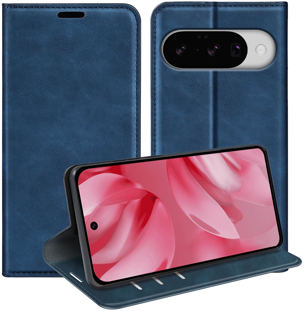 MobyDefend Hoesje - Geschikt voor Google Pixel 11 - Luxe Wallet Bookcase (Magnetische Sluiting) - Blauw