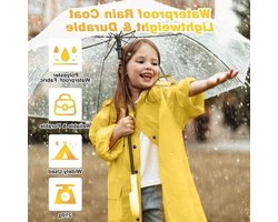 Lichte Regenjas voor Kinderen met Capuchon en Rugzakhoes - Ideaal voor Fietsen, Wandelen e