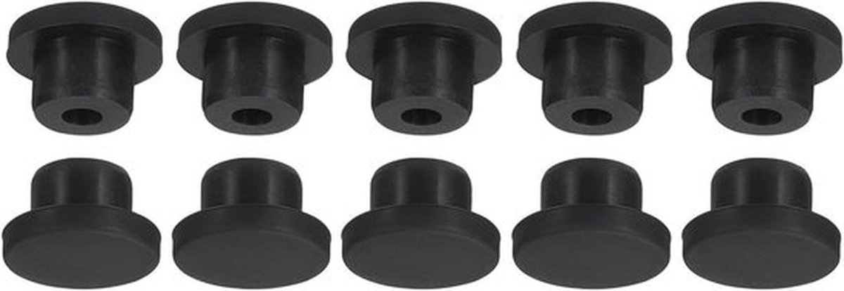 Siliconenrubber gatstopper - Zachte, flexibele stopper voor 14-15 mm gaten - 10 stuks zwart, ideaal voor afsluitingen en bescherming