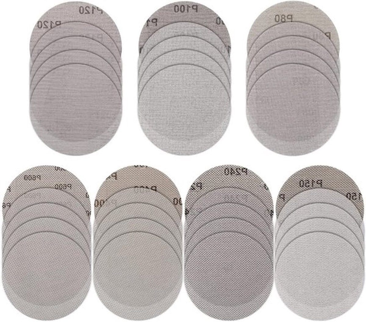 35 Stuks Schuurpapier Schijven, 6 Inch Velcro Schuurpads met Diverse Korrelgroottes voor Stofvrij Schuren en Gladmaken
