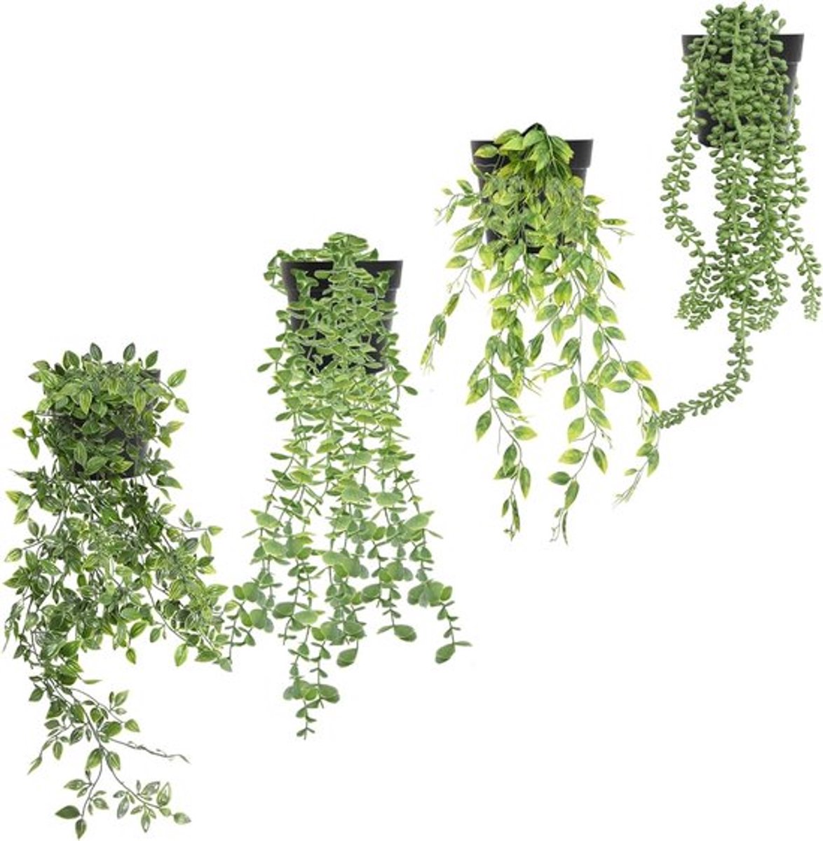 Simulatie Groene Hangpot Planten - Datura, Eucalyptus, Pea, Chlorophytum Comosum voor Binnen en Buiten, Bruiloft Decoratie en Kunstlandschap