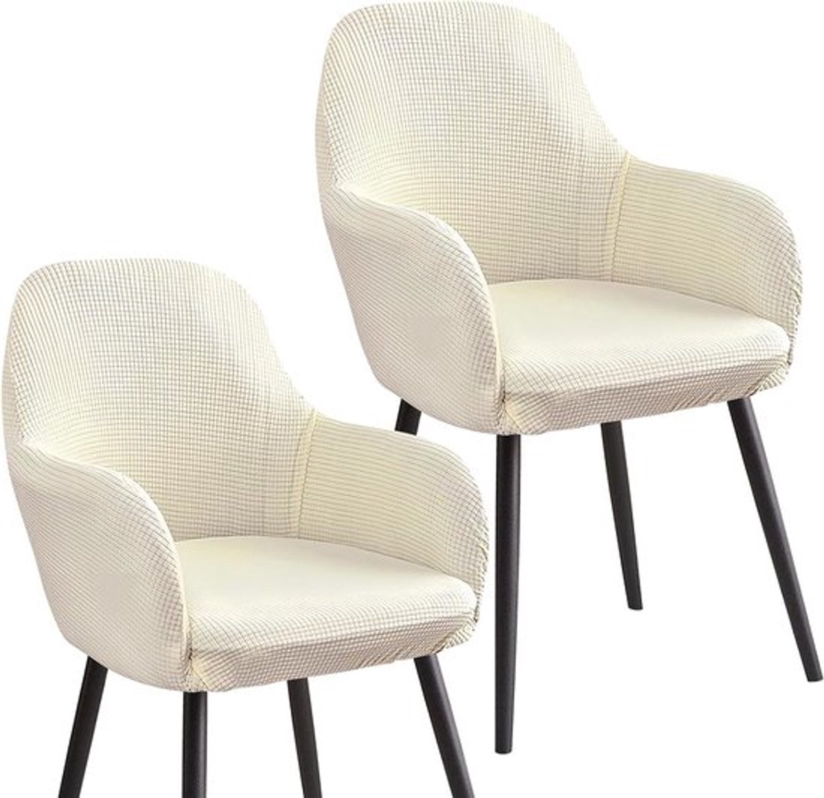 Universele Stoelhoezen voor Eetkamerstoelen met Rugleuning - Wasbare Elastische Hoezen met Armleuningen (2 Stuks, Wit) - Bescherming, Stijl en Comfort