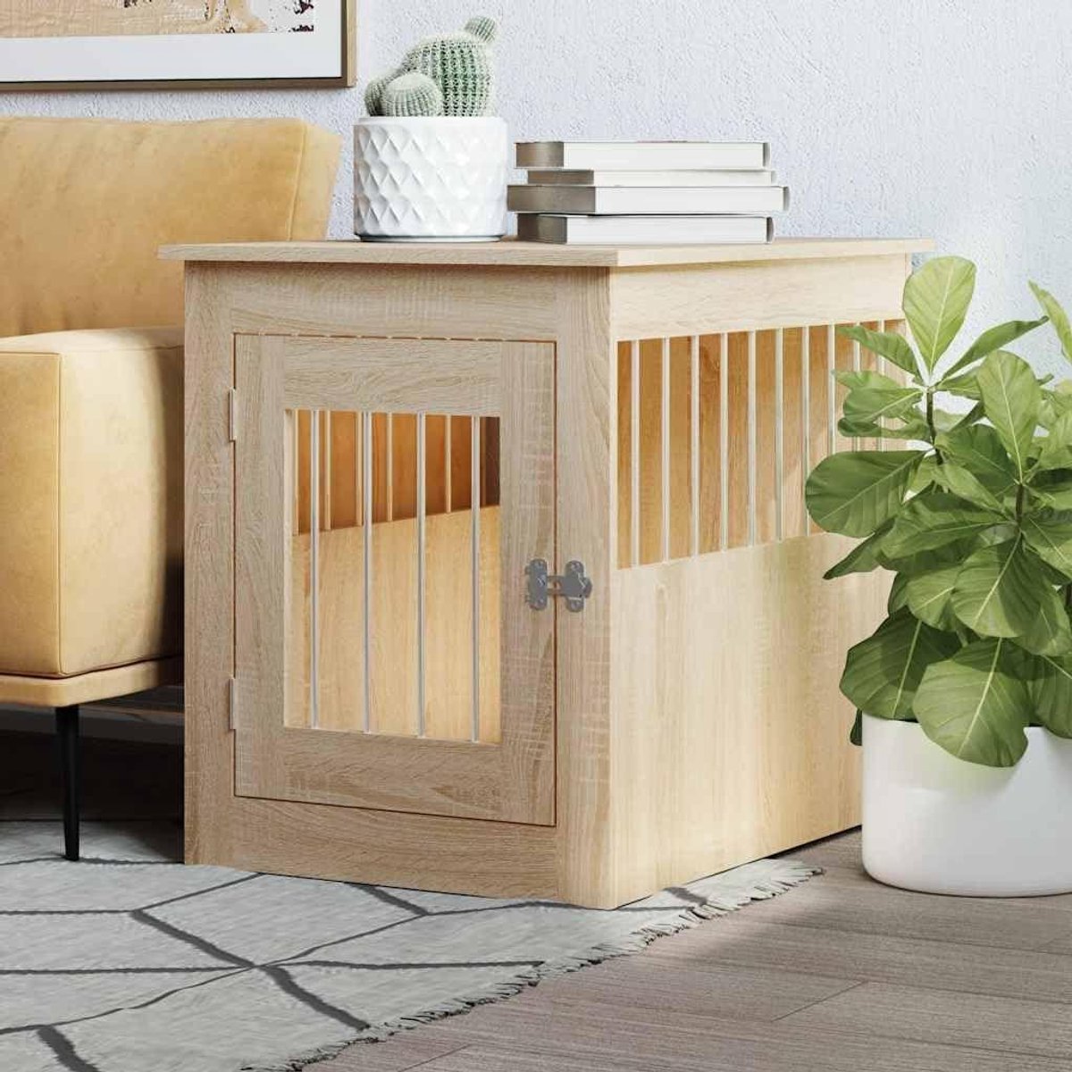 Hondenbox Bijzettafel - Hondenhok Hout - Hond Comfortabel Houden - 2-in-1 Meubel Design - 55 x 75 x 65 cm