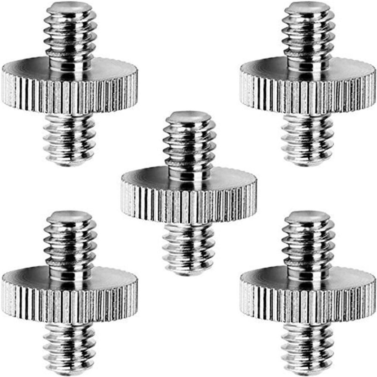 5-delige set 1/4 Inch Male naar Male Draad Adapter voor Camera, Monopod en Statief Accessoires