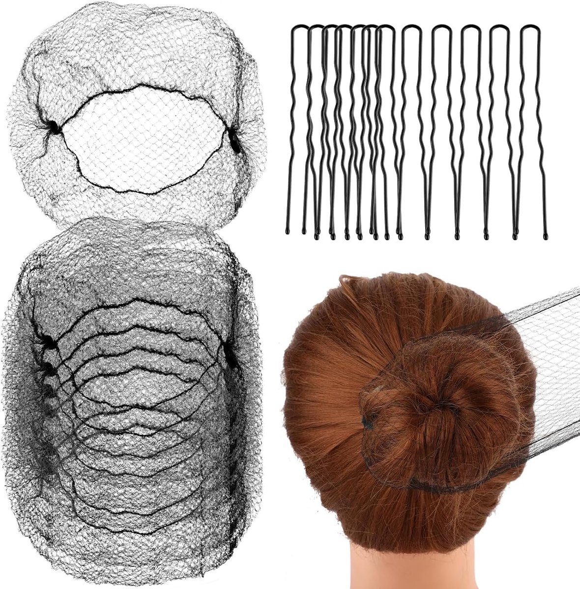 Ballet haarnetten pack van 20 - U-vormige haarclips 50 cm - Onzichtbare haarclips - Perfect voor balletbuns - ShopVlot