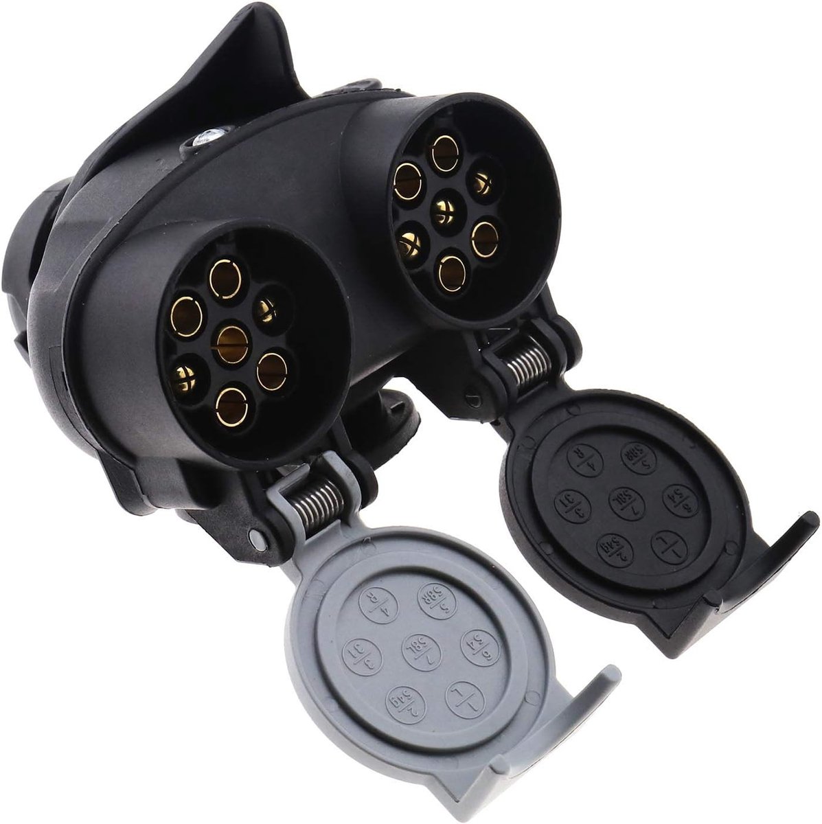 SnelShoppen - 13-pins naar 2x7-pins 12N 12S Aansluitadapter Waterdicht Voor Caravan en Auto - 12V Euro Stekker Converter